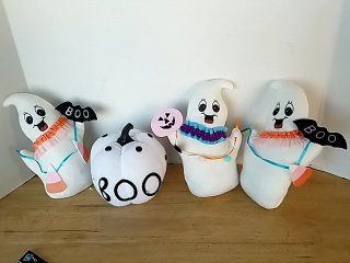 Item #295 — Halloween Ghost & Pumpkin Plush Set
