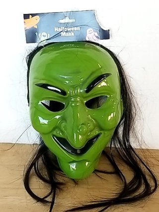 Item #309 — New Green Halloween Mask with Hair