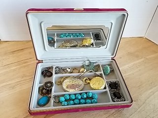 Item #21 — Vintage Jewelry Box with Assorted Pieces photo 1 of 10
