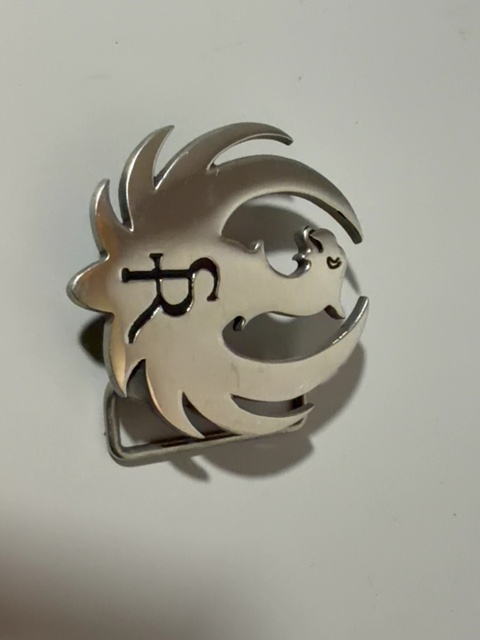 Item #213 — Made in USA stainless Strum Ruger Arms Guns Belt buckle, 2.5 inch photo 1 of 3