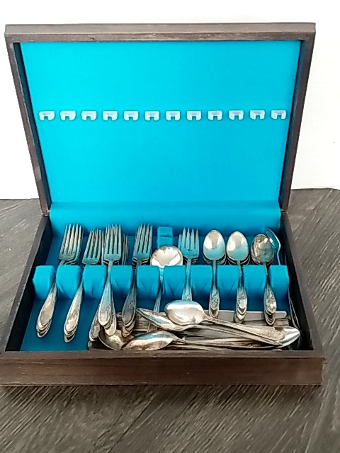 Item #42 — Vintage Flatware Set in Wooden Case photo 1 of 5