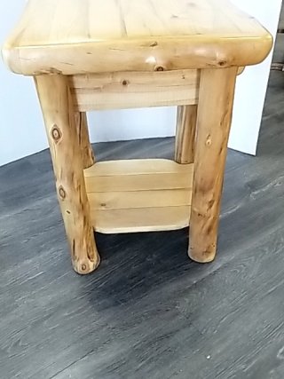 Item #60 — LOG End Table with Drawer, Excellent condition, 27 by 22 by 22 inch photo 6 of 6