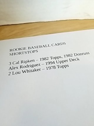 Item #181 — 3 Cal Ripken, Alex Rodriquez, 2 Lou Whitaker, rookie cards photo 7 of 7