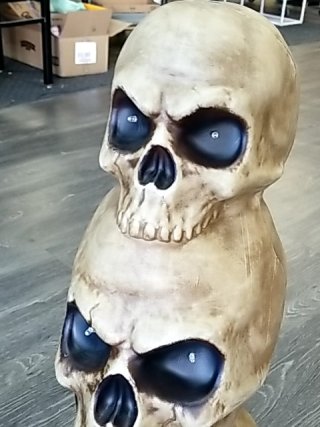 Item #154 — LIGHT up eyes skulls decor,  Approx 30 inch tall photo 2 of 4
