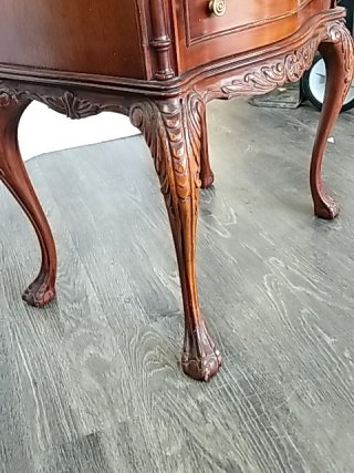 Item #103 — ANTIQUE Wood Side Table/drawers Approx 29 by 20 by 13 inch, good shape photo 7 of 8
