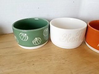 Item #115 — New Set of 4 Fall Ceramic Bowls Each 3.5 by 3.5 by 2 inch photo 3 of 3
