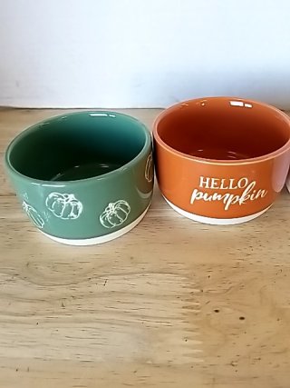 Item #166 — New Set of 4 Fall Ceramic Bowls Each 3.5 by 3.5 by 2 inch photo 3 of 3