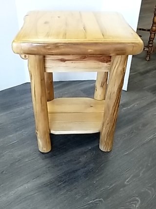 Item #60 — LOG End Table with Drawer, Excellent condition, 27 by 22 by 22 inch photo 4 of 6
