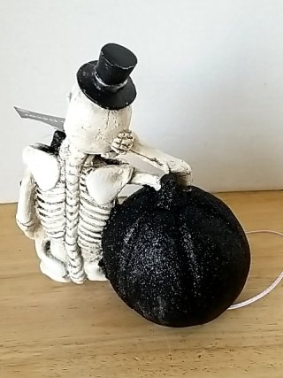 Item #124 — New Skeleton with Pumpkin LED Decor 7 inch tall photo 3 of 3