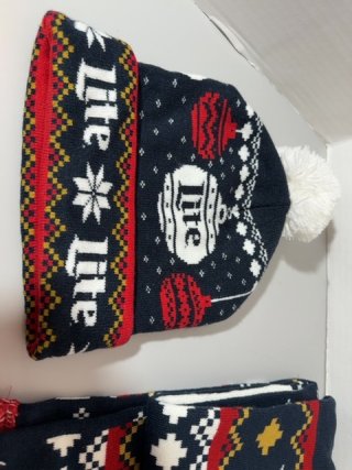 Item #306 — Miller Lite Holiday hat and scarf set, adult size photo 2 of 6