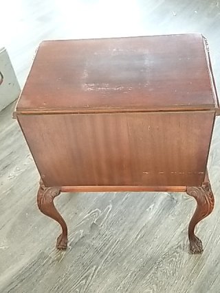 Item #103 — ANTIQUE Wood Side Table/drawers Approx 29 by 20 by 13 inch, good shape photo 8 of 8