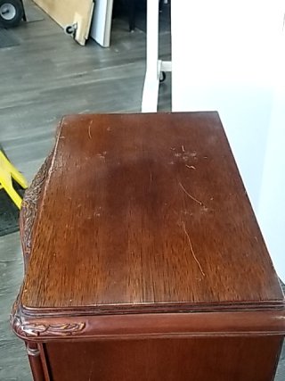 Item #23 — ANTIQUE Wood Side Table/drawers 29 by 21 by 13 inch, good cond photo 3 of 8