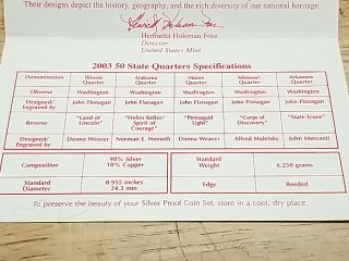 Item #1 — 2003 50 State Quarters Silver Proof Set photo 4 of 5