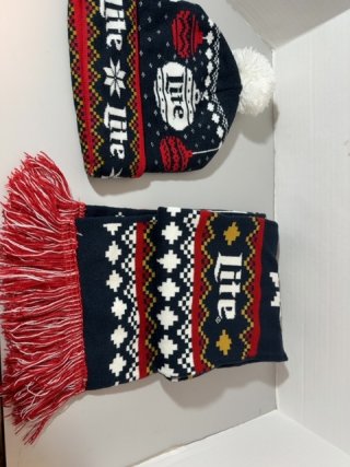 Item #306 — Miller Lite Holiday hat and scarf set, adult size