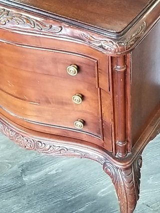 Item #103 — ANTIQUE Wood Side Table/drawers Approx 29 by 20 by 13 inch, good shape photo 4 of 8