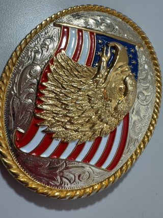 Item #290 — Patriotic belt buckle, 3.5 x 2.5 photo 2 of 4