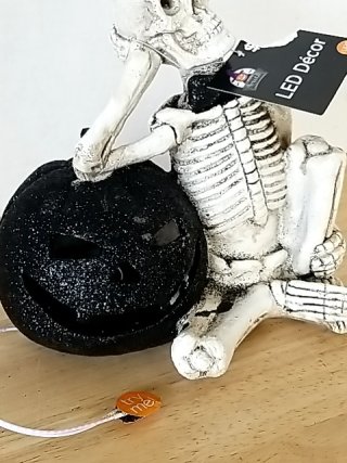 Item #124 — New Skeleton with Pumpkin LED Decor 7 inch tall photo 2 of 3