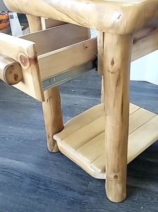 Item #60 — LOG End Table with Drawer, Excellent condition, 27 by 22 by 22 inch photo 3 of 6