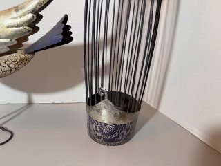 Item #195 — Metal Bird & Woman Sculptures 27 inch lady and 13x14 inch bird photo 3 of 7