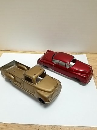 Item #106 — Vintage Toy Cars Missing 2 tires, largest 6 inch photo 3 of 6