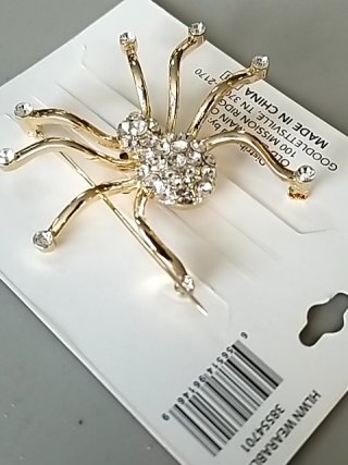 Item #267 — New Spider Brooch with Rhinestones 2.5 inch photo 2 of 2