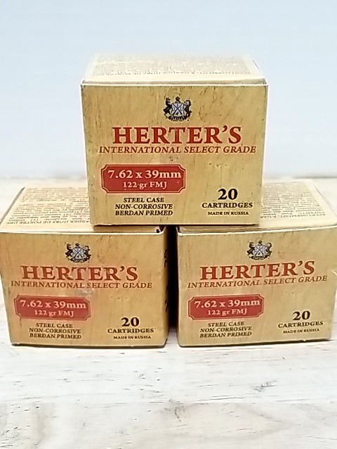 Item #37 — Herter's 7.62x39mm Ammo Boxes 60 rounds, cant ship photo 1 of 2