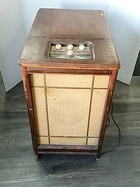 Item #168 — AIRLINE record/radio, get power, sells as is, 26 by 24 by 16 inch photo 1 of 6