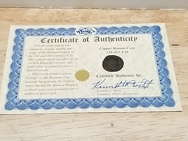 Item #47 — Roman Copper Coin, 238-415 A.D.,with COA photo 1 of 5