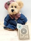 Item #86 — Boyds Bear in Denim Outfit 8 in, exc cond photo 1 of 3