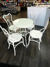 Item #100 — ICE Cream parlor table and chairs, table approx 30 by 24 inch photo 1 of 7