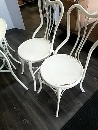Item #100 — ICE Cream parlor table and chairs, table approx 30 by 24 inch photo 4 of 7