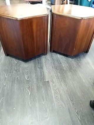 Item #171 — PAIR of Hexagon Side Tables, good shape Each 28 by 24 by 22 inch photo 6 of 7