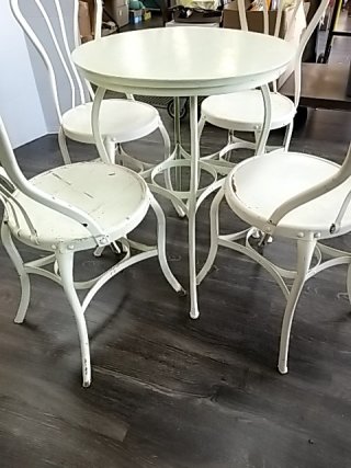 Item #100 — ICE Cream parlor table and chairs, table approx 30 by 24 inch photo 3 of 7