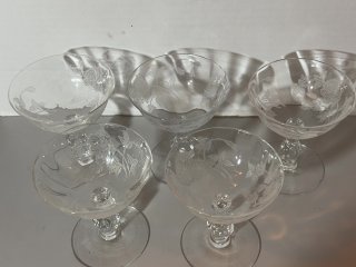 Item #111 — Vintage Waverly Heisey Rose pattern crystal sherbet glasses, 5 total photo 5 of 6