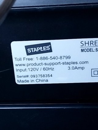 Item #182 — STAPLES Paper Shredder, 15 inch wide photo 4 of 5