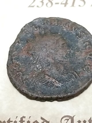 Item #47 — Roman Copper Coin, 238-415 A.D.,with COA photo 3 of 5