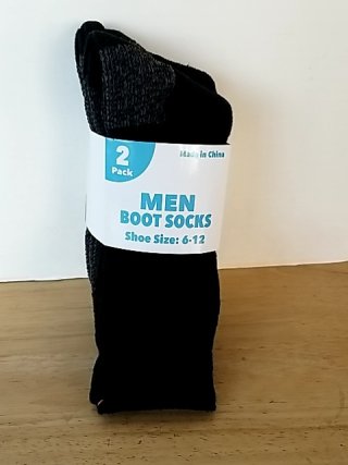 Item #248 — New Black Men's Boot Socks 2-Pack size 6-12