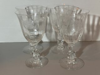 Item #103 — Vintage Waverly Heisey Rose Pattern crystal goblets, 4 total