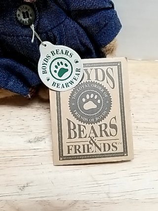 Item #86 — Boyds Bear in Denim Outfit 8 in, exc cond photo 2 of 3