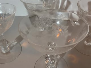 Item #110 — Vintage Waverly Heisey Rose pattern crystal sherbet glasses, 4 total photo 2 of 5