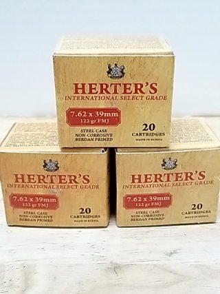 Item #37 — Herter's 7.62x39mm Ammo Boxes 60 rounds, cant ship photo 1 of 2