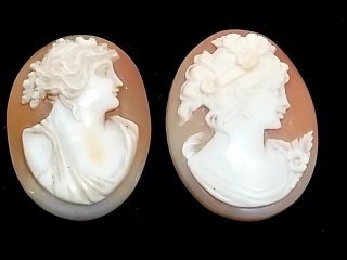 Item #53 — Pair of Cameo Carved Shells 1 in, shell photo 1 of 2