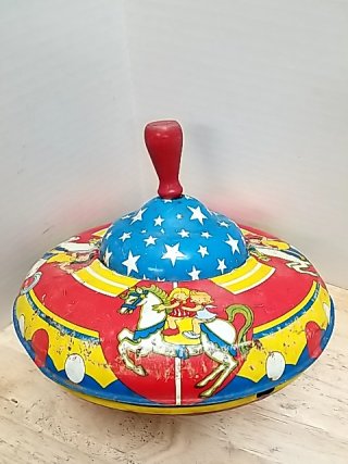 Item #24 — Vintage Tin Spinning Top, 8 inch photo 2 of 5
