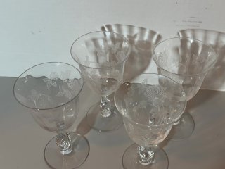 Item #104 — Vintage Waverly Heisey Rose Pattern crystal goblets, 4 total photo 4 of 5