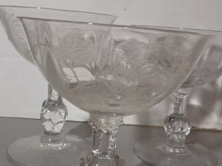 Item #111 — Vintage Waverly Heisey Rose pattern crystal sherbet glasses, 5 total photo 3 of 6