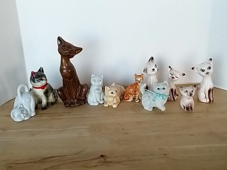 Item #269 — Vintage Ceramic Cat Figurines Some have chips photo 1 of 6