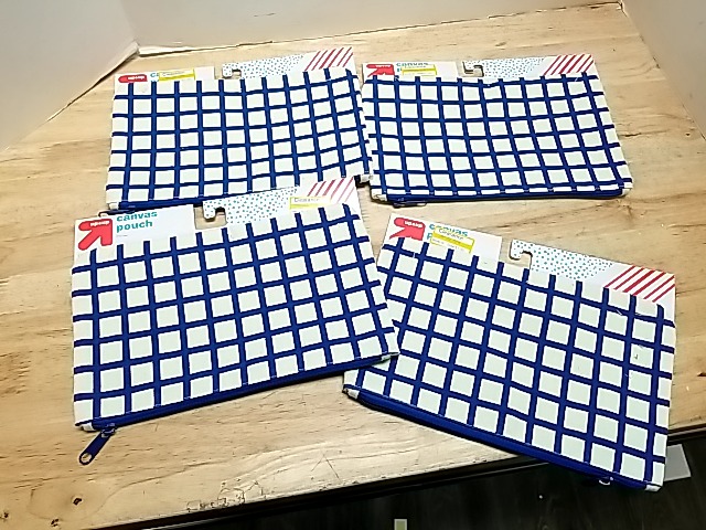 Item #332 — New Blue Grid Canvas Pouches photo 1 of 2
