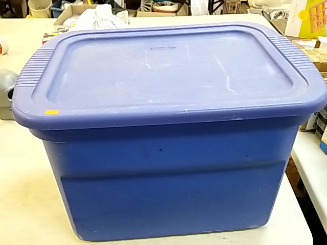 Item #527 — Blue Plastic Storage Bin with Lid photo 1 of 2