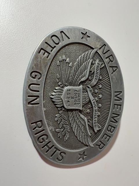 Item #512 — NRA belt buckle, 3.5 x 2.5 photo 1 of 2