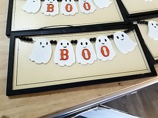 Item #200 — New Halloween Ghost BOO Wall Signs Wood, 18 in photo 2 of 2